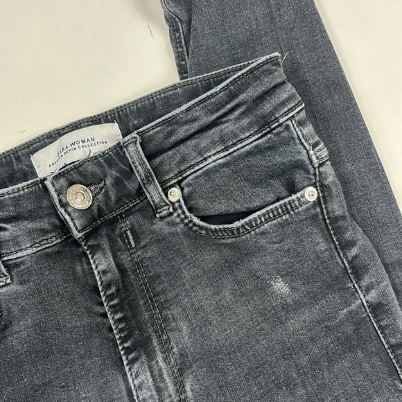 Zara Woman Power Sstretch High Rise Skinny Leg Distressed Designer Jeans - Picture 5 of 15